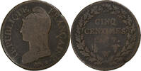 Frankreich 5 Centimes Dupré, Lille, Kupfer, SGE+, Gadoury:126, KM:640 -