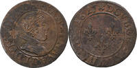 Frankreich Double Tournois Louis XIII, Lyon, Kupfer, SS+, Gadoury:8 -