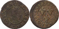 Frankreich Double Tournois Louis XIII, Riom, Kupfer, S+, Gadoury:9 -