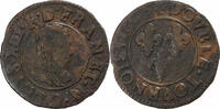 Frankreich Double Tournois Louis XIII, Riom, Kupfer, S+, Gadoury:9 -