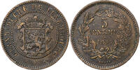 Luxemburg 5 Centimes Guillaume III, Paris, Bronze, SS+, KM:22 -
