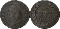 Frankreich 5 Centimes Dupré, Lille, Kupfer, S, Gadoury:126a, KM:640 -