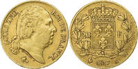 Frankreich 20 Francs Louis XVIII, Paris, Gold, SS, Gadoury:1028 -