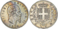 Italien 5 Lire Vittorio Emanuele II, Milan, Silber, SS, KM:8.3 -