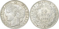 Frankreich 50 Centimes Cérès, Paris, Silber, UNZ, Gadoury:419a -