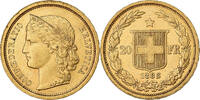 Schweiz 20 Francs Helvetia, Bern, Gold, SS+, KM:31.3 -