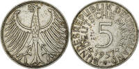 Bundesrepublik Deutschland 5 Deutsche Mark Karlsruhe, Silber, SS+ -