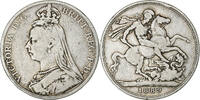 Großbritannien Crown 1889 London Victoria, Jubilee Head, London, Silber, S+, KM:765
