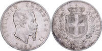 Italien 5 Lire Vittorio Emanuele II, Milan, Silber, SS, KM:8.4 -