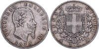 Italien 5 Lire Vittorio Emanuele II, Milan, Silber, SS, KM:8.4 -