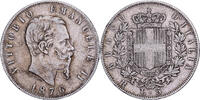 Italien 5 Lire Vittorio Emanuele II, Rome, Silber, SS, KM:8.4 -