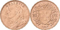 Schweiz 20 Francs Vreneli, Bern, Gold, VZ, KM:35 -