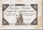 Frankreich 50 Livres Geldschein, Sauvage, SS, KM:A72, Lafaurie:164 -