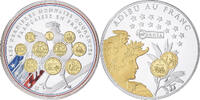 Frankreich Medaille 10 ans d'adieu au Franc, Les dernieres monnaies courantes -