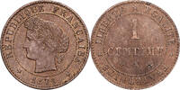 Frankreich 1 Centime Cérès, Paris, Bronze, SS, Gadoury:88 -