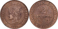 Frankreich 2 Centimes Cérès, Paris, Bronze, S+, Gadoury:105, KM:827.1 -