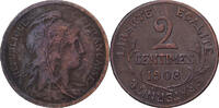 Frankreich 2 Centimes Dupuis, Paris, Bronze, SS, Gadoury:107, KM:841 -