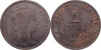 Frankreich 2 Centimes Dupuis, Paris, Bronze, SS, Gadoury:107, KM:841 -