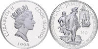 Cookinseln 10 Dollars Elizabeth II, Franklin Mint, BE, Silber, UNZ+ -