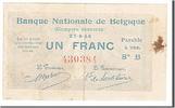 Belgien 1 Franc Geldschein, 1914-08-27, SS+ -