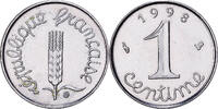 Frankreich 1 Centime Épi, MDP, Série BU, Stainless Steel, STGL -