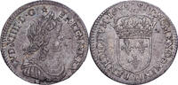 Frankreich 1/12 Ecu à la mèche longue Louis XIV, Limoges, Silber, SS -