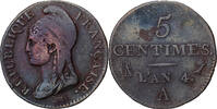 Frankreich 5 Centimes Directoire, Paris, Kupfer, S, Gadoury:124 -