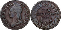 Frankreich 5 Centimes Directoire, Paris, Kupfer, S+, Gadoury:126 -