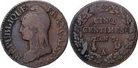 Frankreich 5 Centimes Directoire, Paris, Kupfer, S, Gadoury:126 -