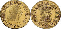 Spanien 1/2 Escudo 1758 Madrid Ferdinand VI, Madrid, Gold, SS, KM:378
