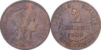 Frankreich 2 Centimes 1908 MDP Daniel-Dupuis, MDP, Bronze, VZ, Gadoury:107