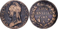 Frankreich 5 Centimes Directoire, Paris, Kupfer, S, Gadoury:126 -