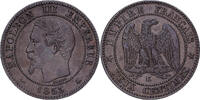 Frankreich 2 Centimes Napoleon III, Bordeaux, Bronze, SS, Gadoury:103 -