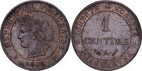 Frankreich 1 Centime Cérès, Paris, Bronze, SS+, Gadoury:88 -