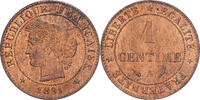 Frankreich 1 Centime Cérès, Paris, Bronze, SS, Gadoury:88 -