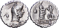 Denarius Serratus Roman Republic, Roscia, Rome, Silber, SS -