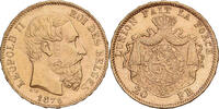 Belgien 20 Francs, 20 Frank 1876 Brussels Leopold II, Brussels, Gold, VZ, KM:37