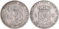 Niederlande Gulden Wilhelmina I, Silber, SS, KM:117 -