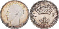 Belgien 20 Francs, 20 Frank 1935 Leopold III, Brussels, Silber, SS+, KM:105