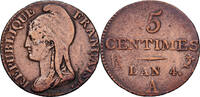 Frankreich 5 Centimes Dupré, Paris, Bronze, SS, Gadoury:124 -