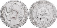 Frankreich 50 Centimes Cérès, Bordeaux, Silber, SGE+, Gadoury:419 -