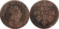 Frankreich Liard Louis XIV, Liard de France au buste juvénile, deuxième -