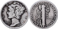 Vereinigte Staaten Dime Mercury, U.S. Mint, Silber, S+, KM:140 -