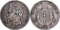 Frankreich 5 Francs 1867 A Napoleon III, Paris, Silber, SS, Gadoury:739