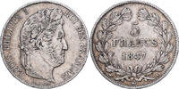 Frankreich 5 Francs Louis Philippe I, Paris, Silber, SS, Gadoury:678a -