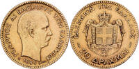 Griechenland 20 Drachmai George I, Paris, Gold, SS, KM:56 -