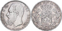 Belgien 5 Francs, 5 Frank Leopold II, Brussels, Silber, SS, KM:24 -