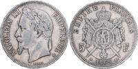 Frankreich 5 Francs Napoleon III, Strasbourg, Silber, S+, Gadoury:739 -