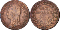 Frankreich 5 Centimes Münze, Dupré, Strasbourg, SGE+, Bronze -