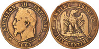 Frankreich 10 Centimes Münze, Napoleon III, Napoléon III, Paris, SGE+ -